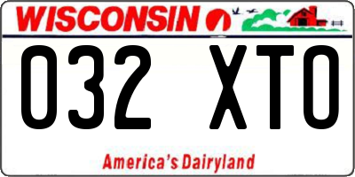 WI license plate 032XTO
