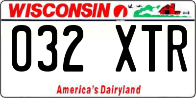 WI license plate 032XTR