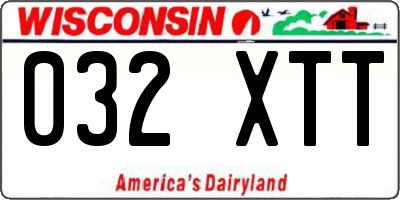 WI license plate 032XTT