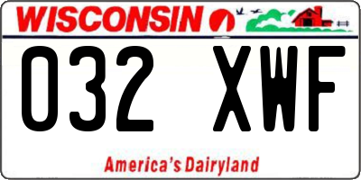 WI license plate 032XWF