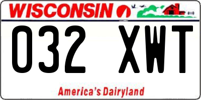 WI license plate 032XWT