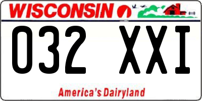 WI license plate 032XXI