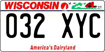 WI license plate 032XYC