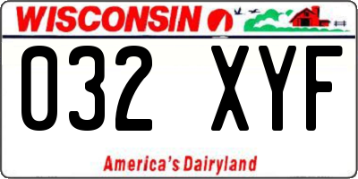 WI license plate 032XYF