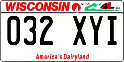 WI license plate 032XYI