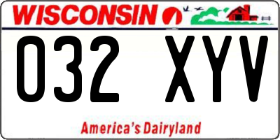 WI license plate 032XYV