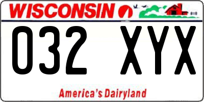 WI license plate 032XYX