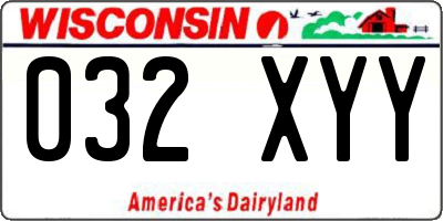 WI license plate 032XYY
