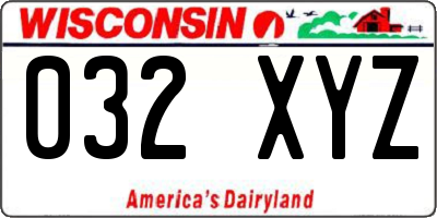 WI license plate 032XYZ