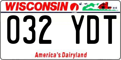 WI license plate 032YDT