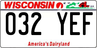 WI license plate 032YEF