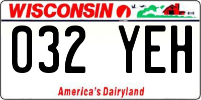 WI license plate 032YEH
