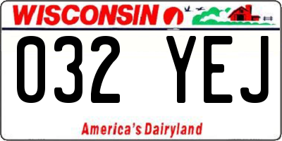 WI license plate 032YEJ