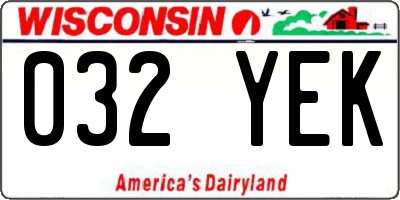 WI license plate 032YEK