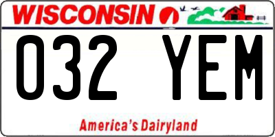 WI license plate 032YEM