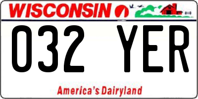 WI license plate 032YER