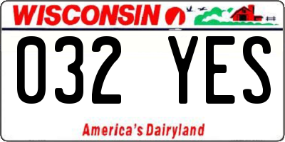 WI license plate 032YES