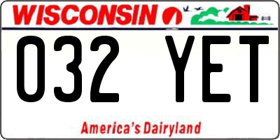 WI license plate 032YET