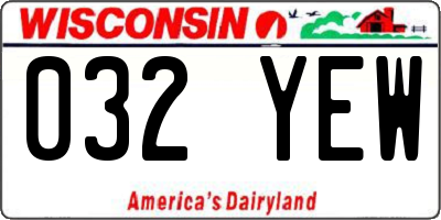 WI license plate 032YEW
