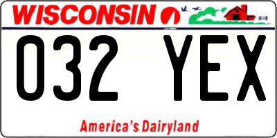 WI license plate 032YEX