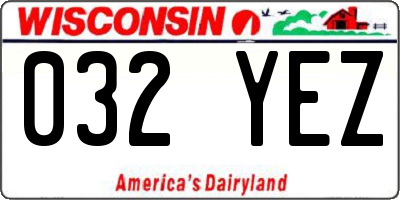 WI license plate 032YEZ