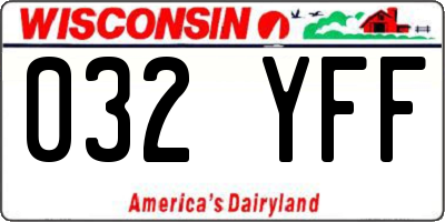 WI license plate 032YFF