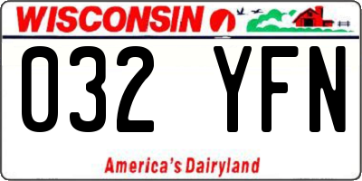 WI license plate 032YFN