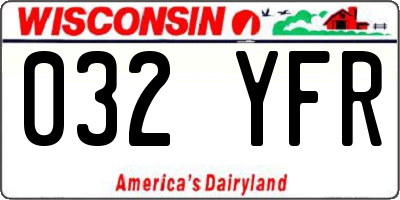 WI license plate 032YFR