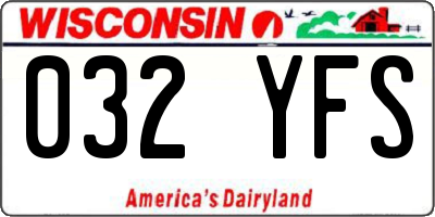 WI license plate 032YFS