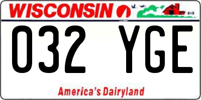 WI license plate 032YGE