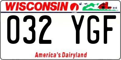 WI license plate 032YGF