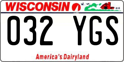 WI license plate 032YGS