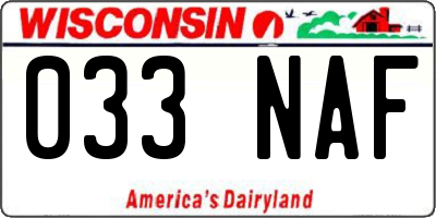 WI license plate 033NAF
