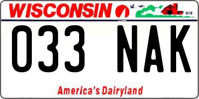 WI license plate 033NAK