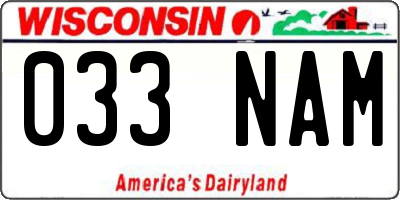 WI license plate 033NAM