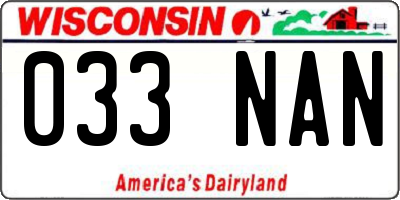 WI license plate 033NAN