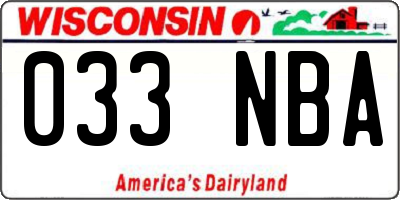 WI license plate 033NBA