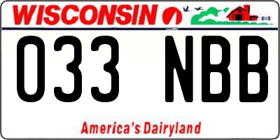 WI license plate 033NBB