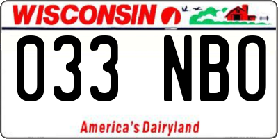 WI license plate 033NBO