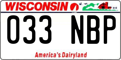 WI license plate 033NBP