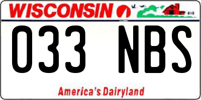 WI license plate 033NBS