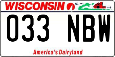 WI license plate 033NBW