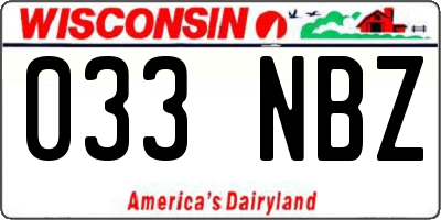 WI license plate 033NBZ