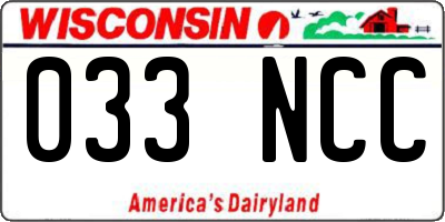 WI license plate 033NCC