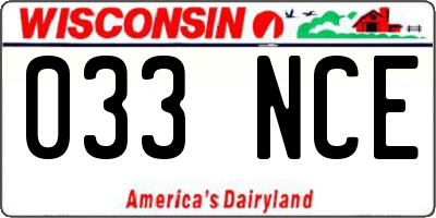 WI license plate 033NCE