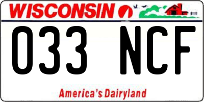 WI license plate 033NCF