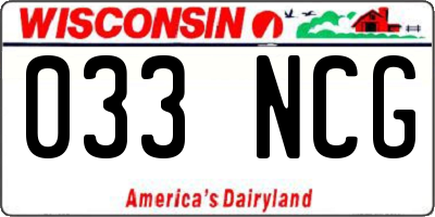 WI license plate 033NCG