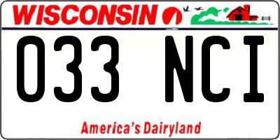 WI license plate 033NCI