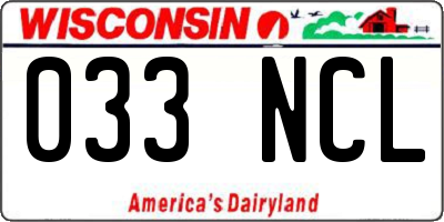 WI license plate 033NCL