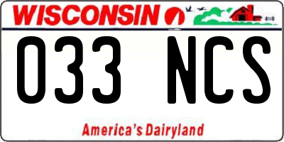 WI license plate 033NCS